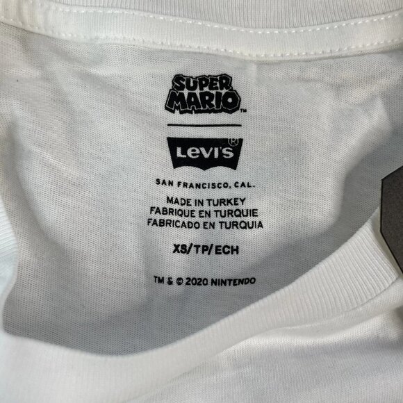 [XS] SUPER MARIO x LEVIS Collab Logo GRAPHIC T-Shirt Nintendo Jump Coin White - Picture 4 of 10